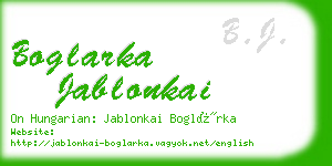 boglarka jablonkai business card